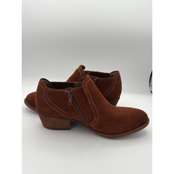 Earth Womens Suede Ankle Boots Size 7 Brown With Zipper Closure & Block Heel - Picture 5 of 5